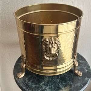 Brass Lion Head Planter Cachepot